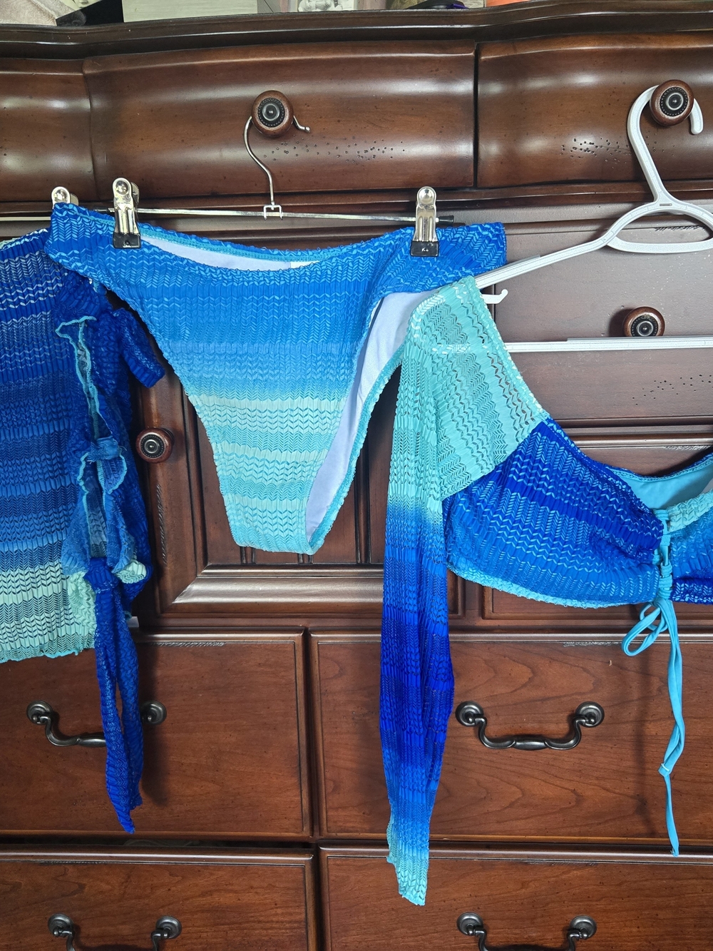Three Piece Blue Ombre Bathing Suit. Sz. XL